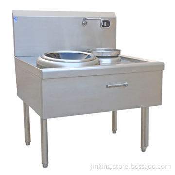 12kW/380V Commercial Induction Cooker with Wok Type, Measuring 1,100 x 900 x 800 + 380mm